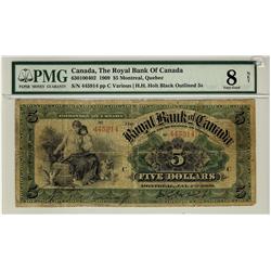 The Royal Bank of Canada, 1909 $5 #445914, CH-630-10-04-02, PMG VG8 Net.  Black, Holt sign.  Scarce 