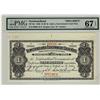 Image 1 : Newfoundland Gov't Cash Note, 1906 $1, NF-5fs Specimen, PMG Superb Gem UNC67EPQ.