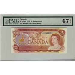 1974 $2 BC-47bA #ABX1415292, PMG Superb Gem UNC67EPQ.
