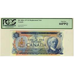 1972 $5 BC-48bA #*SP2402367, PCGS Gem UNC66PPQ.