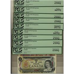 Specimen Multi Colour Series #377.  BC-46aS UNC67, BC-47aS UNC67, BC-48aS UNC67, BC-53aS UNC66, BC49