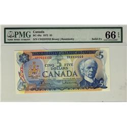 Solid 1972 $5 BC-48a CD2222222 PMG UNC66EPQ