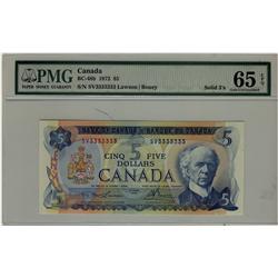 Solid 1972 $5 BC-48b SV3333333 PMG UNC66EPQ