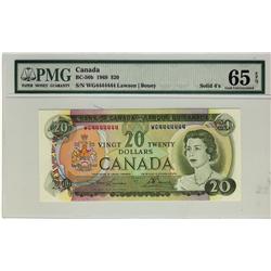 Solid 1969 $20 BC-50b WG4444444 PMG UNC65EPQ