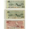 Image 1 : ERROR notes.  Includes 1991 $20 and 1975 $50 with minor print errors.  Lot also includes 1991 $20 re