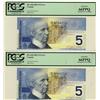 Image 1 : ERROR 2002 $5 BC-62b PCGS Gem New UNC66 PPQ, Misaligned Face printing.  Lot of 2 notes in consectuiv
