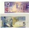 Image 1 : ERROR notes, includes 2008 $5 BC-67b & 2008 $10 BC-68b. Lot of 2 notes with minor errors.  $5 is cut