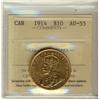 Image 1 :  1914 $10 Gold ICCS AU55. Some lustre.