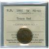 Image 1 : N.B. 1861  1/2¢ Trace Red ICCS MS60.