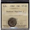 Image 1 : N.B. 1862  10¢ Doubled Punched 2 ICCS VF20