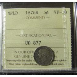 NFLD 1876H 5¢ ICCS VF20.