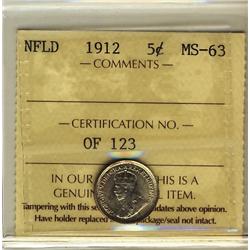 NFLD 1912  5¢ ICCS MS63  Strong lustre, looks better than the grade assigned.