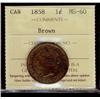 Image 1 : 1858 1¢ ICCS MS60. Nice chocolate golden brown example with some lustre.