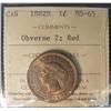 Image 1 : 1882H 1¢ Obv 2 ICCS MS65RD. 95% red with lustre.  Another lovely example.