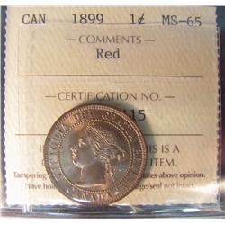 1899 1¢ ICCS MS65.  Full red with clean fields.