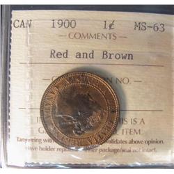 1900 1¢ ICCS MS63RB.  Key issue with lustre.