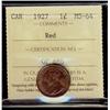 Image 1 : 1927 1¢ ICCS MS64RD.  75% red but bright with lustre.