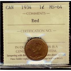 1934 1¢ ICCS MS64 Red