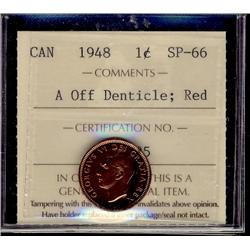 1948 1¢ A Off Dent ICCS SP66RD. A very nice and red example.