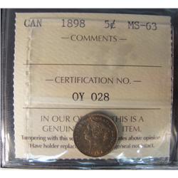 1898 5¢ ICCS MS63.  Golden tones.