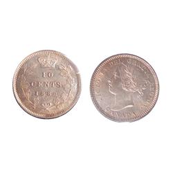 1888 10¢ ICCS MS65. Light golden shades with underlying lustre.