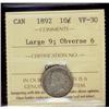 Image 1 : 1892 10¢ Large 9 Obv 6, ICCS VF30