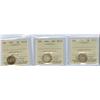 Image 1 : 1919, 1928 and 1966.  Lot of 3 ICCS graded 10¢ coins, all MS63. 