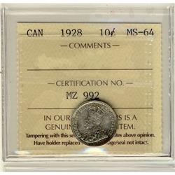 1928 10¢ ICCS MS64