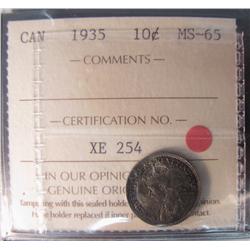 1935 10¢ ICCS MS65.  Intense shades.