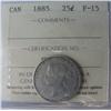 Image 1 : 1885 25¢ ICCS F15.  Nice key date issue.