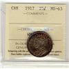 Image 1 : 1917 25¢ ICCS MS63 light tone