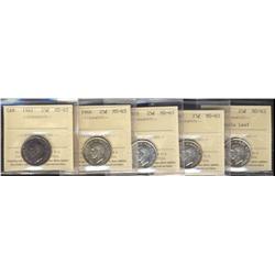 1941, 1944. 1945, 1947, 1947 ML, all ICCS MS63,  Lot of 5 coins,