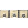 Image 1 : 1944, 1947, 1948 25¢ all ICCS MS60,  Lot of 3 coins,