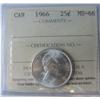 Image 1 : 1966 25¢ ICCS MS66.  Full white and lustrous.