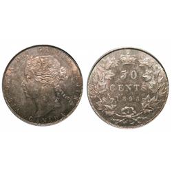 1898 50¢ PCGS MS63.  Superb toning and eye appeal. A very rare date in choice uncirculated.