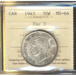 1943 50¢ Far 3 ICCS MS64