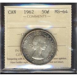 1951, 1958, 1962, 50¢ all ICCS MS64,  Lot of 3 coins,