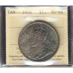 1936 $1 ICCS MS64,  Attractively toned,
