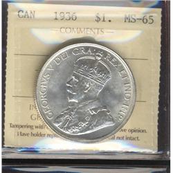 1936 $1 ICCS MS65 Fully Brillant