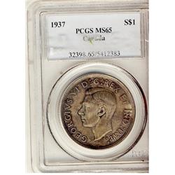 1937 $1 PCGS MS65 Superbly toned.  Very rare!