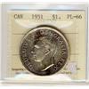 Image 1 : 1951 $1 ICCS PL66  Nice mirror fields and popular coin.