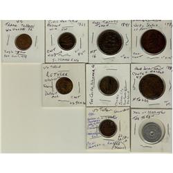 US Tokens.  Small lot of US Tokens dating 1783 to mid 1800's.  Lot includes 9 pcs.   Interesting lot