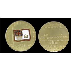 Medaillion.  1919 Victory Loan 10kt Gold Medal.   Presented by A.P. Frigon & F.G. Donaldson in the P