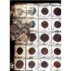 Tokens, Lot of 90 tokens, including Upper Canada and Maritime tokens.  Good to Fine.  Should be view