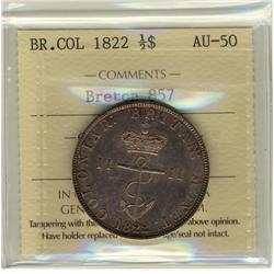 Br:857 Br. Col 1822 ½$ ICCS AU50.