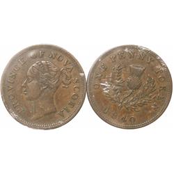 BR:873 CH#NS-2C1;   Victoria One penny token 1840  Choice EF or better