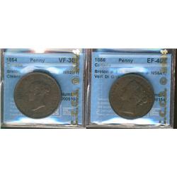 BR:911  CH:NB2B1 CCCS VF30 Cleaned ,  BR 875  CH: NS6A1  CCCS EF40 Vert Di Gris  Lot of 2 coins