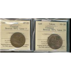 BR:997  CH Lees  7 ICCS VF20 Cleaned ,  BR997  CH: Lees10 ICCS  VF30 Cleaned  Lot of 2 coins