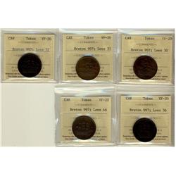 BR: 997 Lees 30, Lees 31, Lees 32, Lees 36, Lees 46, all ICCS VF20,  Lot of 5 coins,
