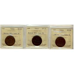BR: 997 Lees 31, Lees 36, Lees 39, all ICCS VF30,  Lot of 3 coins,